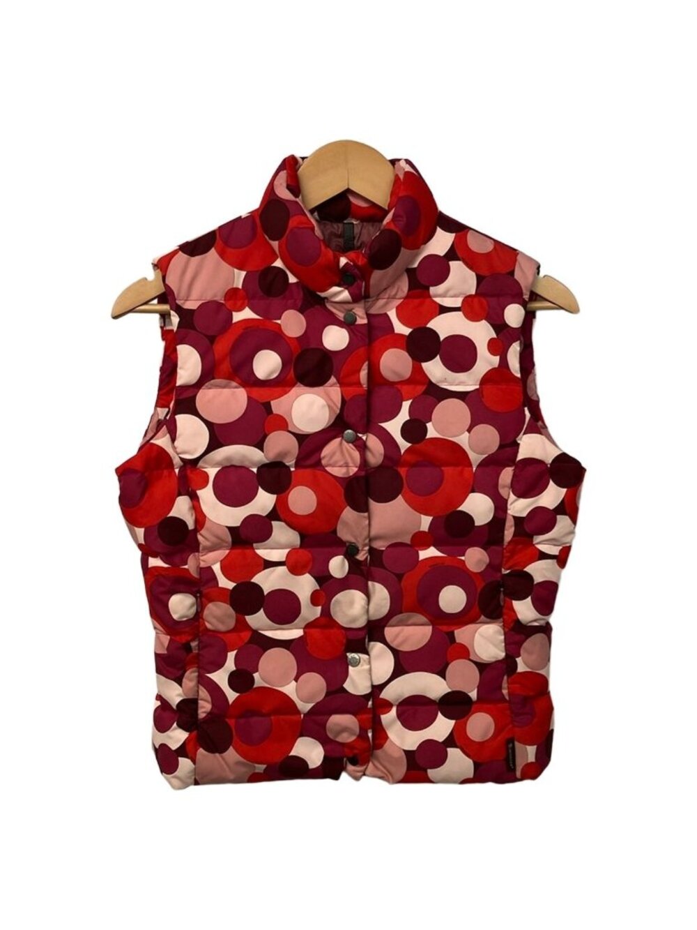 Moncler Down Vest S Red Pink Multi Dot Pattern
